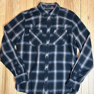 All Saints Black and Gray Plaid Casual Button Down Shirt
